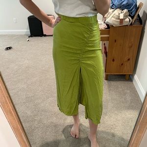Green skirt with slit